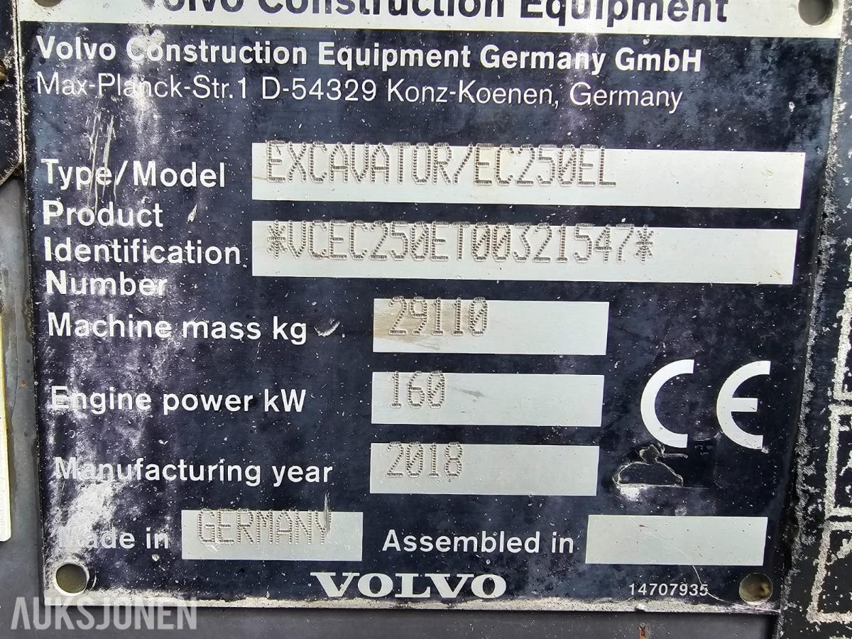 2019 Gravemaskin - Volvo EC 250 EL, 5917 timer