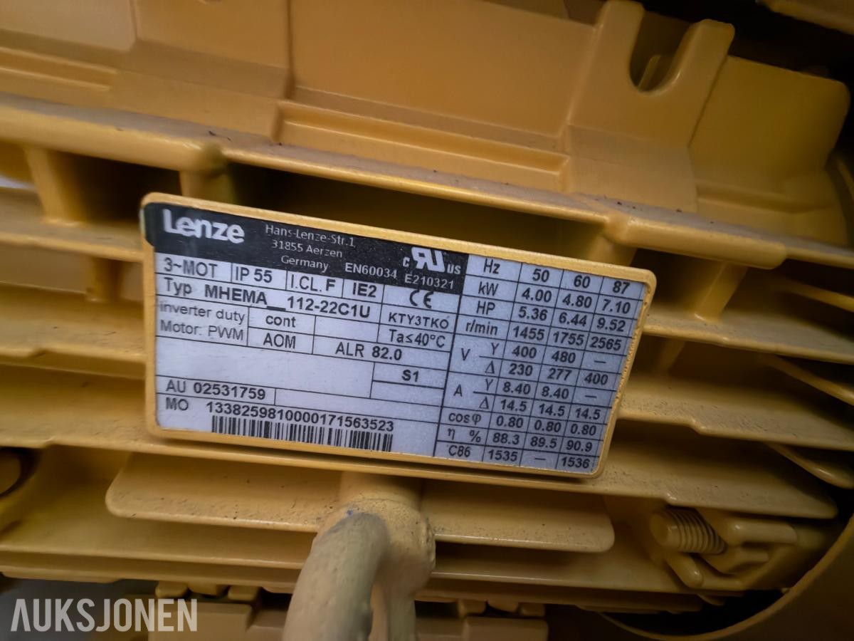 Hydra-Cell 604XDBTHFEHG pumpeaggregat med Lenze 4 kW elektromotor