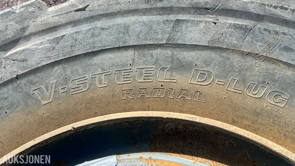 Bridgestone 26.5R25 V-Steel D-Lug OTR-dekk komplett med felg