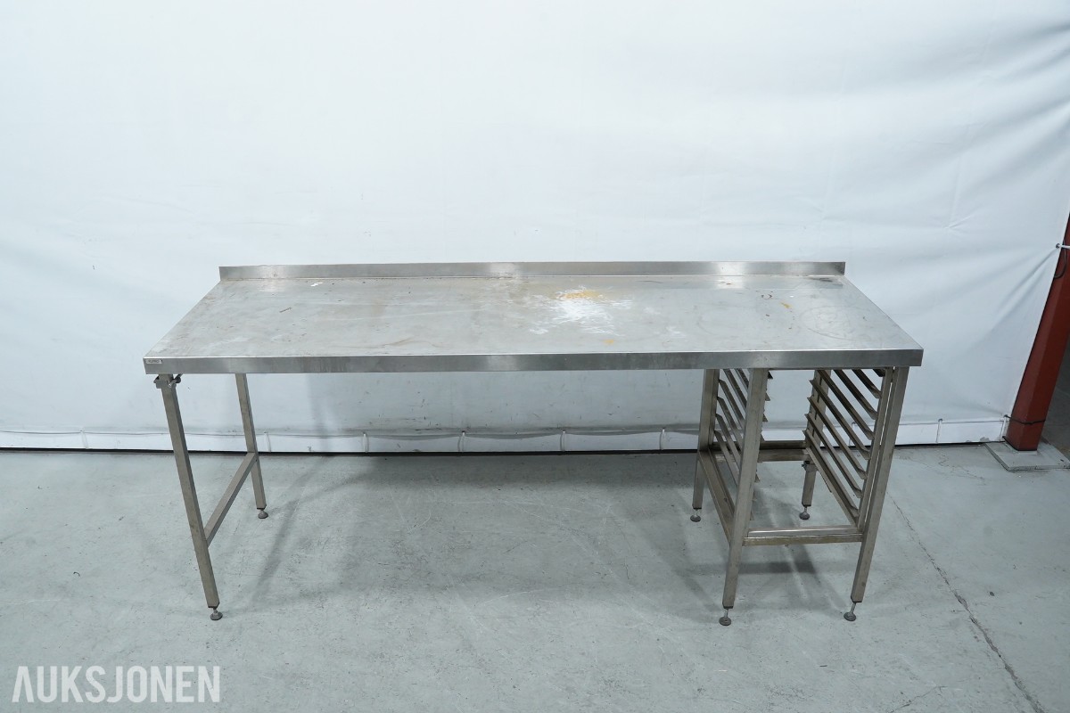 RUPRO arbeidsbenk i rustfritt stål med geiderstativ - 209 cm