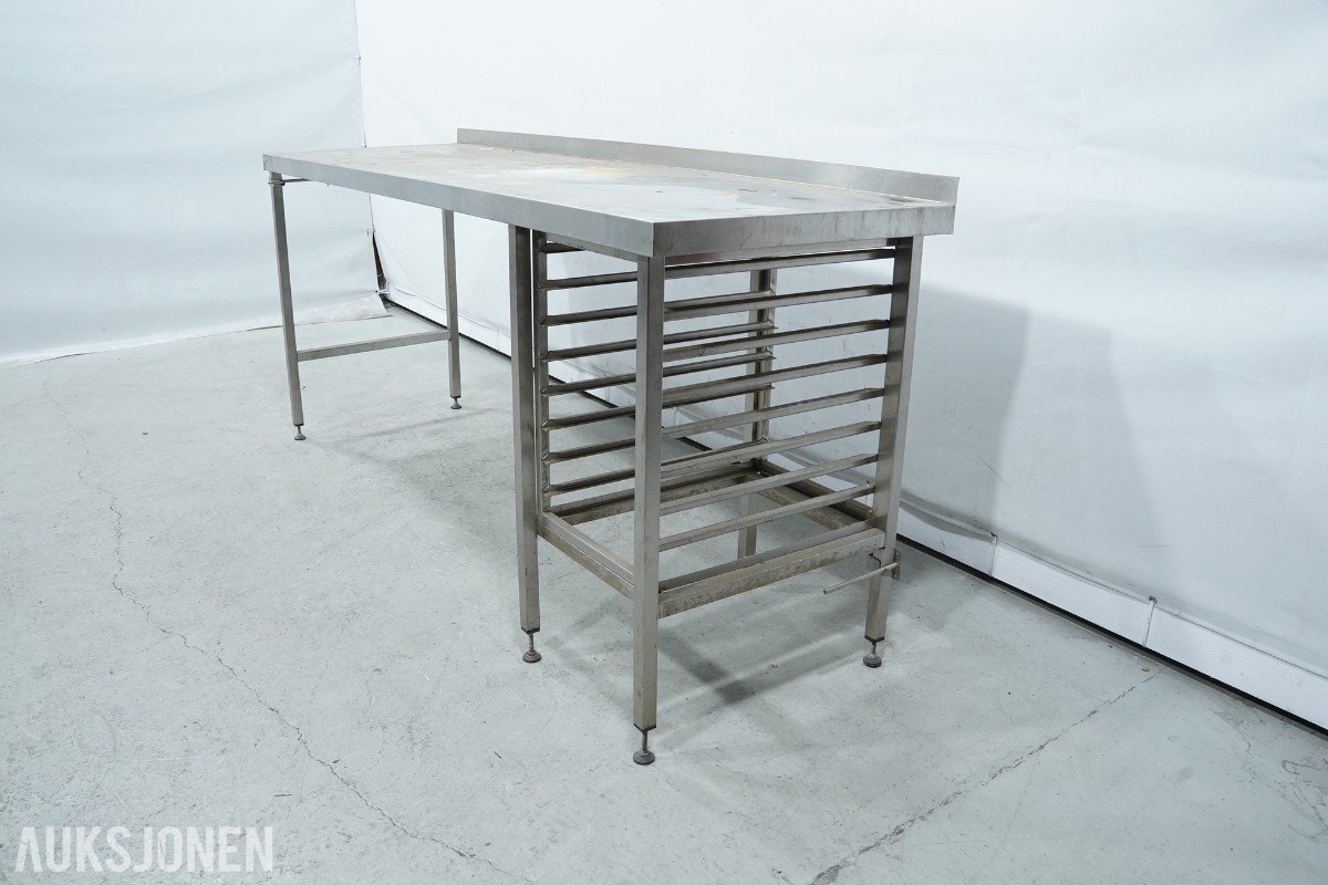 RUPRO arbeidsbenk i rustfritt stål med geiderstativ - 209 cm