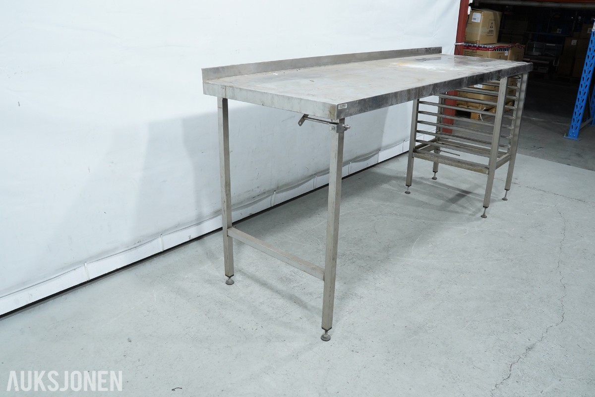 RUPRO arbeidsbenk i rustfritt stål med geiderstativ - 209 cm