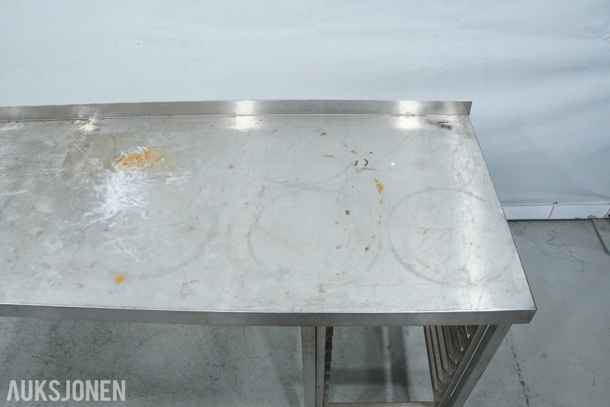 RUPRO arbeidsbenk i rustfritt stål med geiderstativ - 209 cm