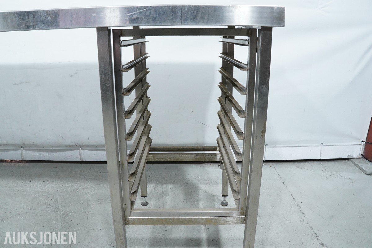 RUPRO arbeidsbenk i rustfritt stål med geiderstativ - 209 cm