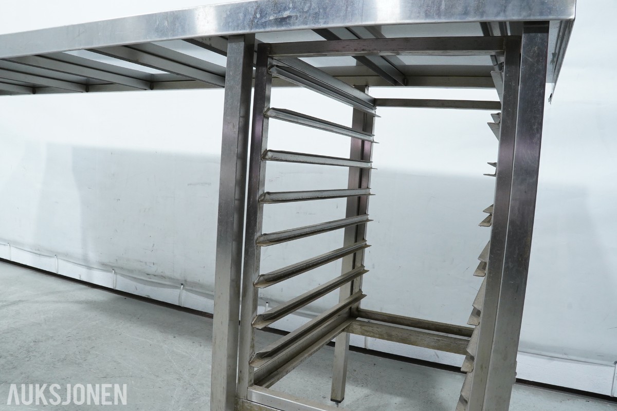 RUPRO arbeidsbenk i rustfritt stål med geiderstativ - 209 cm