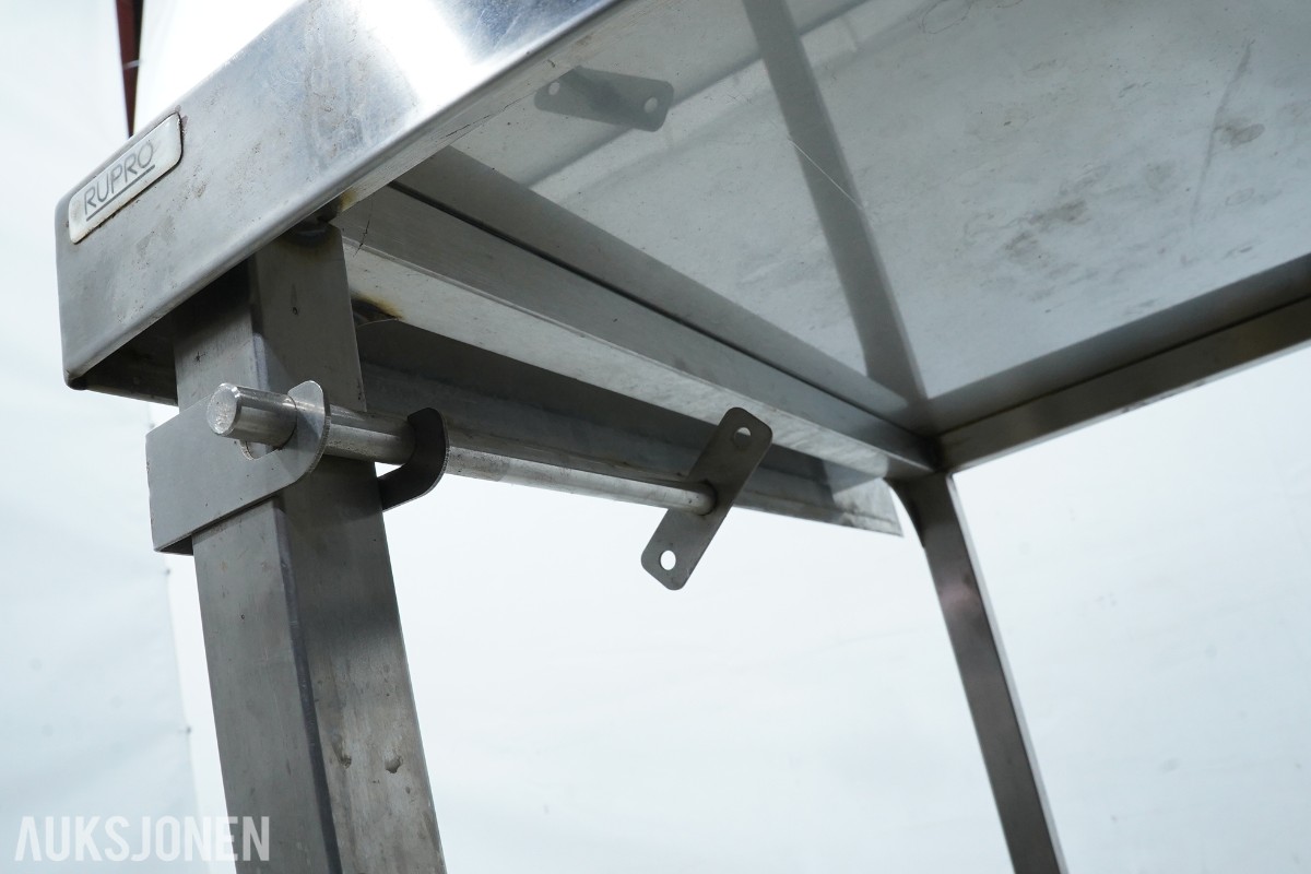RUPRO arbeidsbenk i rustfritt stål med geiderstativ - 209 cm