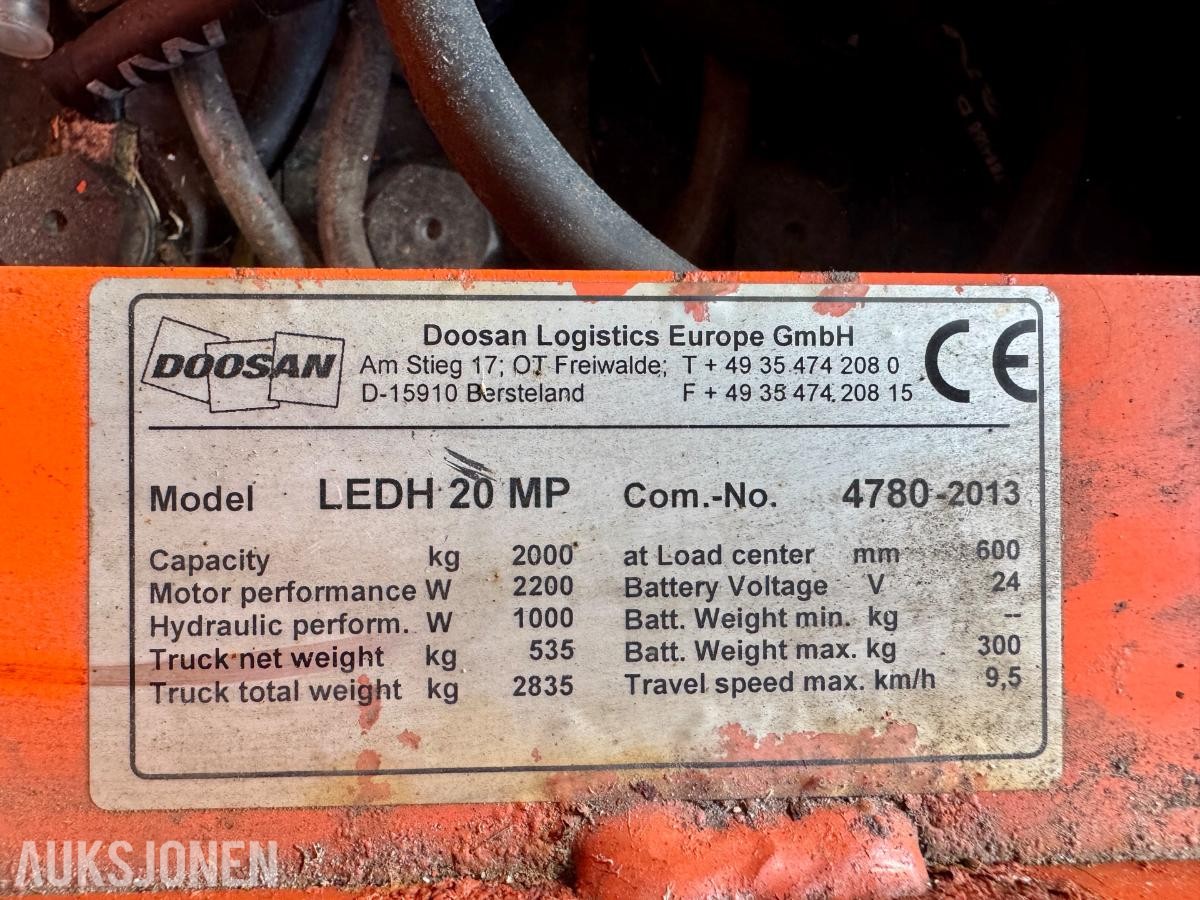 2013 Doosan LEDH 20 MP Elektrisk Pallejekk – Timer: 16