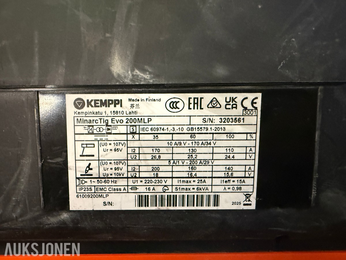 Kemppi MinarcTig Evo 200MLP TIG-sveiseapparat med sveiseutstyr