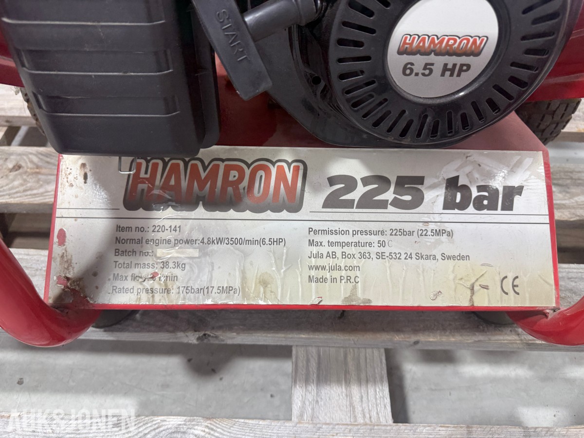 Hamron bensindrevet høytrykksspyler 225 bar – 6,5 HP