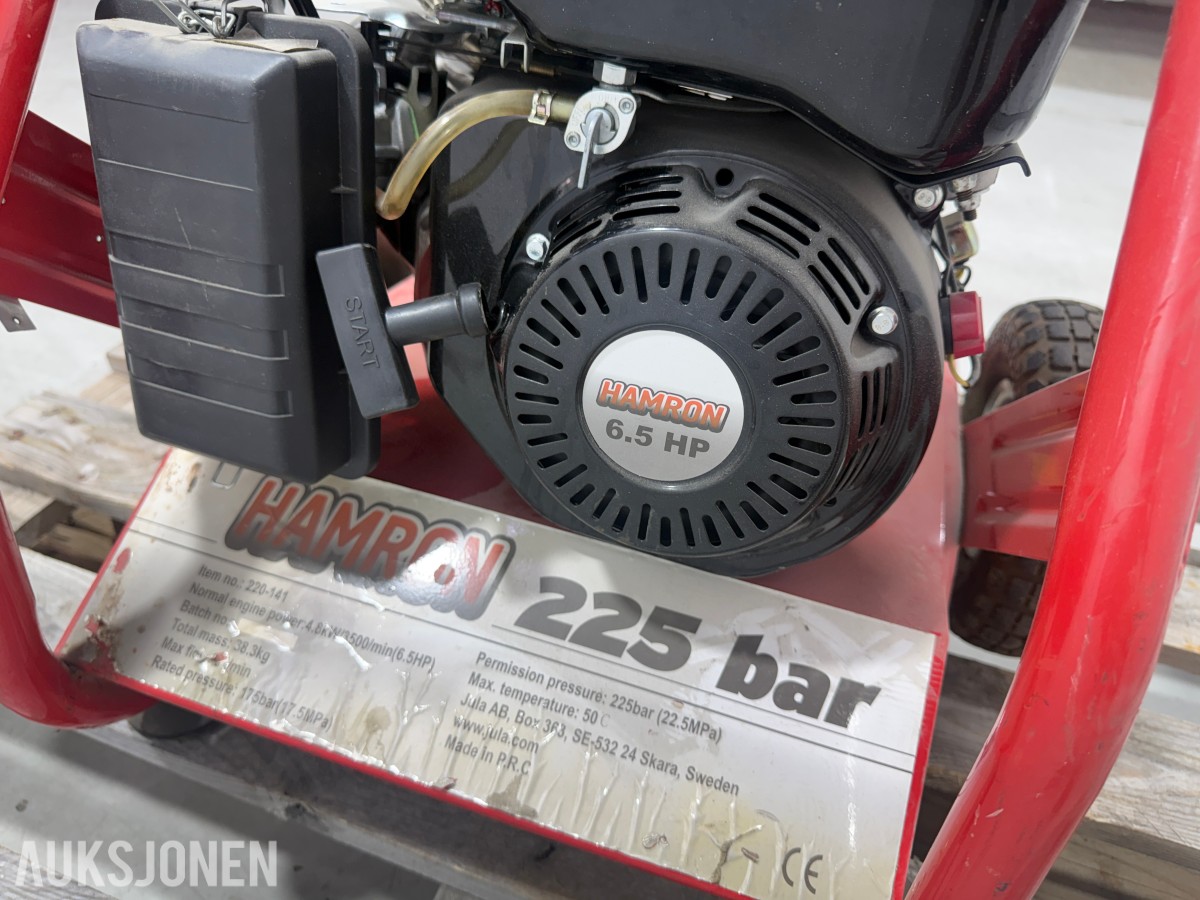 Hamron bensindrevet høytrykksspyler 225 bar – 6,5 HP