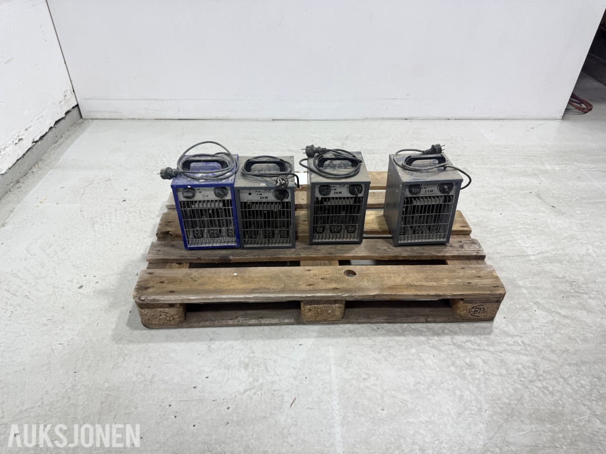 4 stk elektriske byggtørkere / varmevifter 2 kW