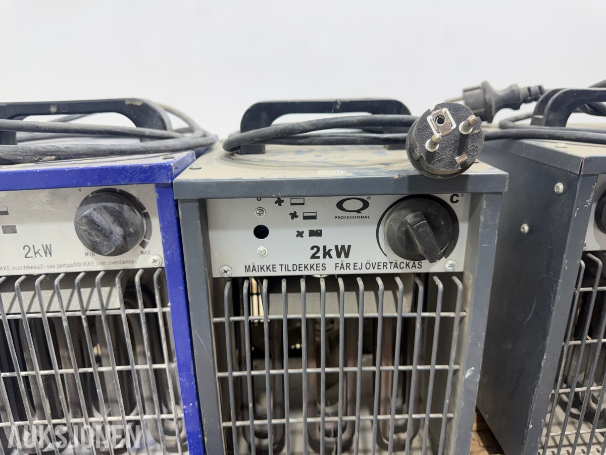 4 stk elektriske byggtørkere / varmevifter 2 kW