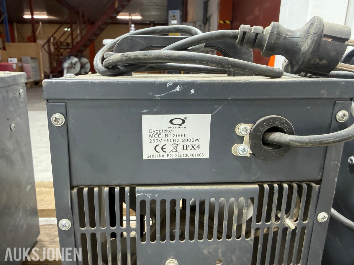4 stk elektriske byggtørkere / varmevifter 2 kW