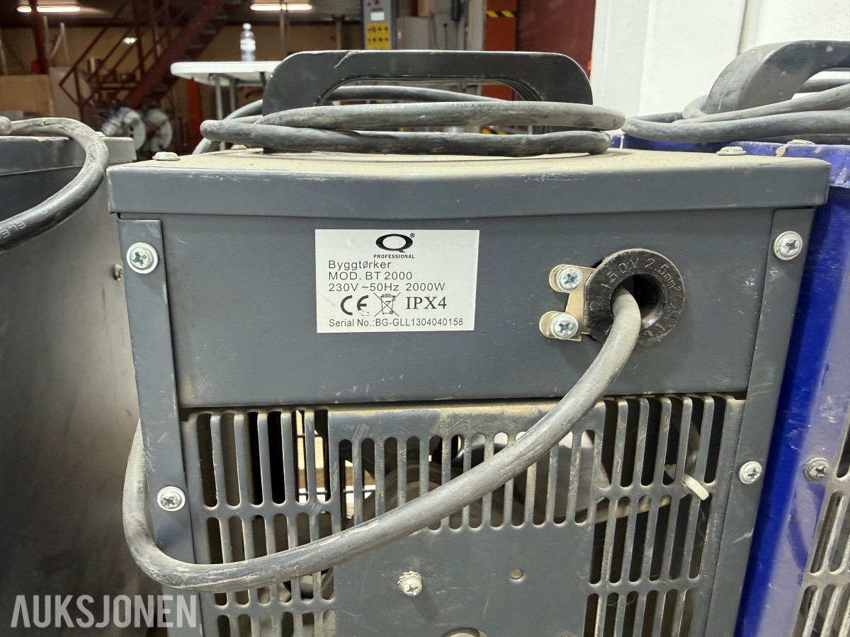 4 stk elektriske byggtørkere / varmevifter 2 kW