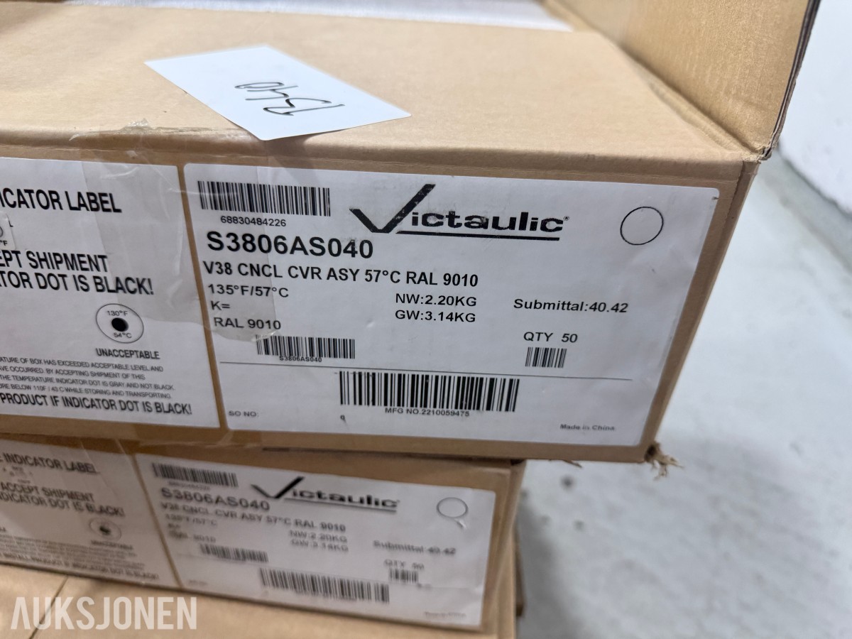 Stort parti rørdeler, pressfittings, sprinklerdeksler og festemateriell – Victaulic m.m.