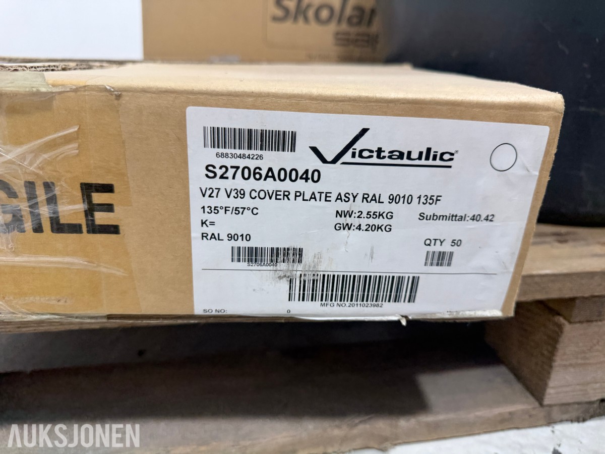 Stort parti rørdeler, pressfittings, sprinklerdeksler og festemateriell – Victaulic m.m.