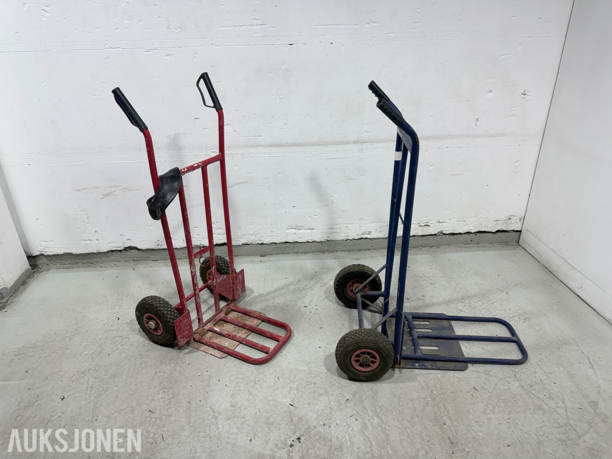 2 stk transporttraller med luftfylte hjul