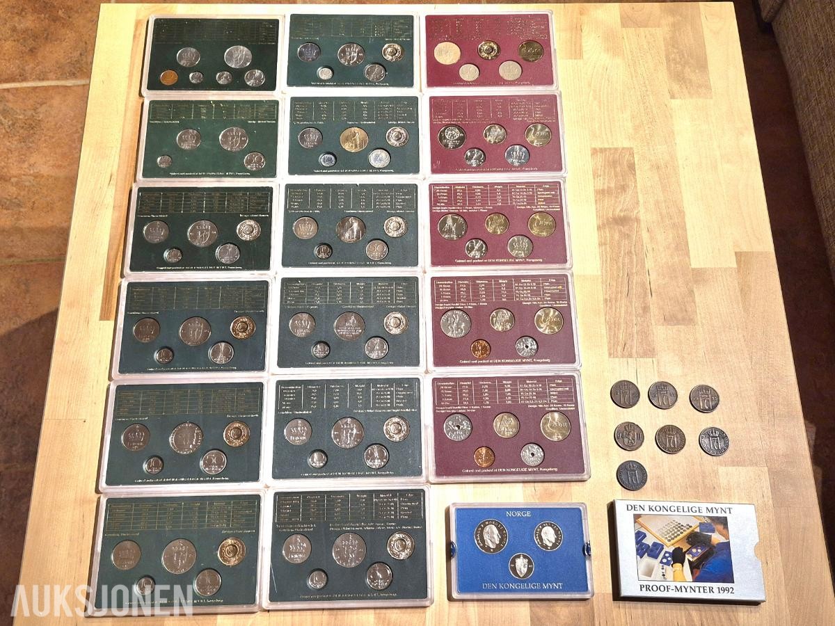 Norges bank-Myntsett samling-Proofcoin 1981-1998, 1878-1956