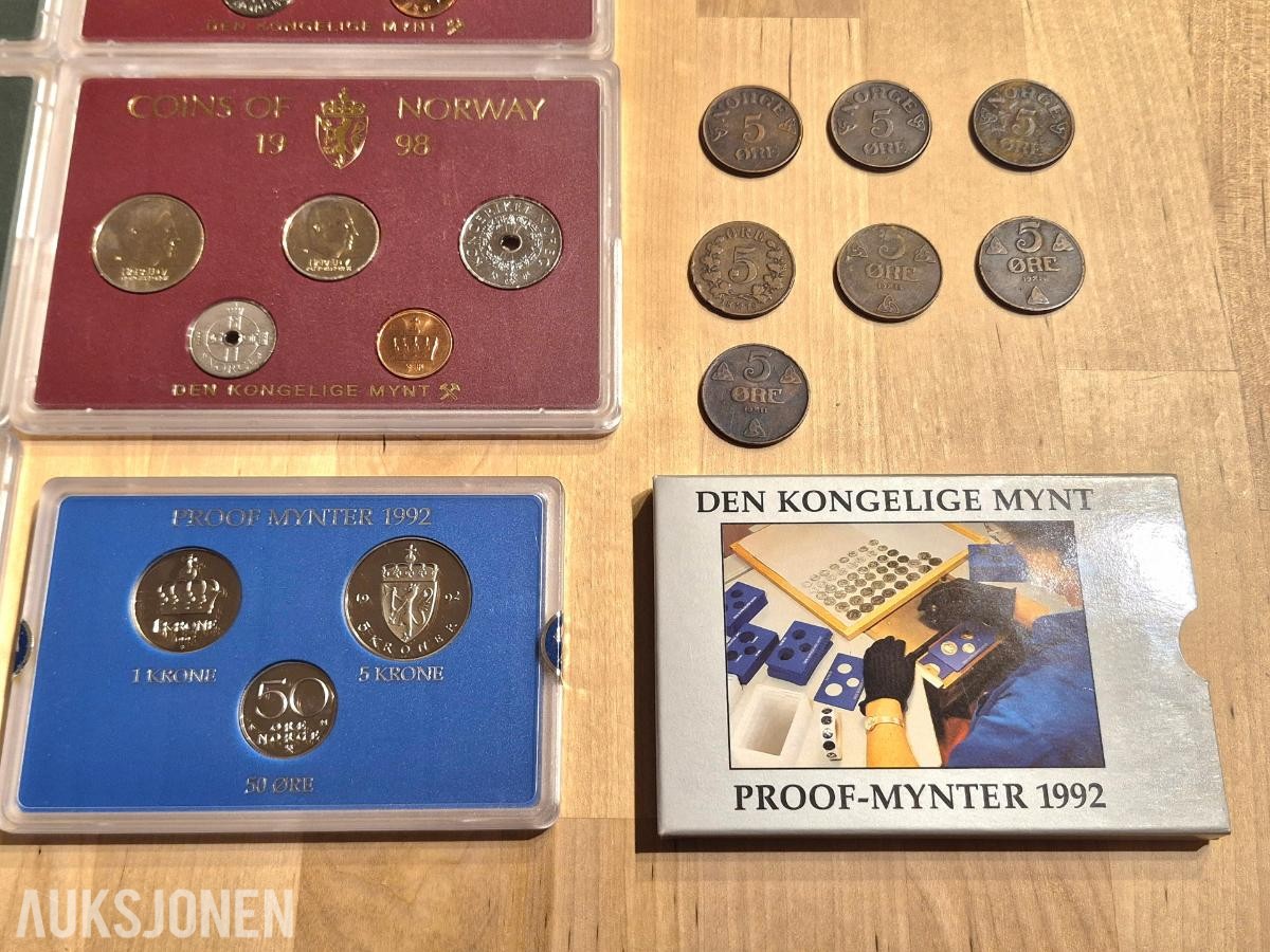 Norges bank-Myntsett samling-Proofcoin 1981-1998, 1878-1956