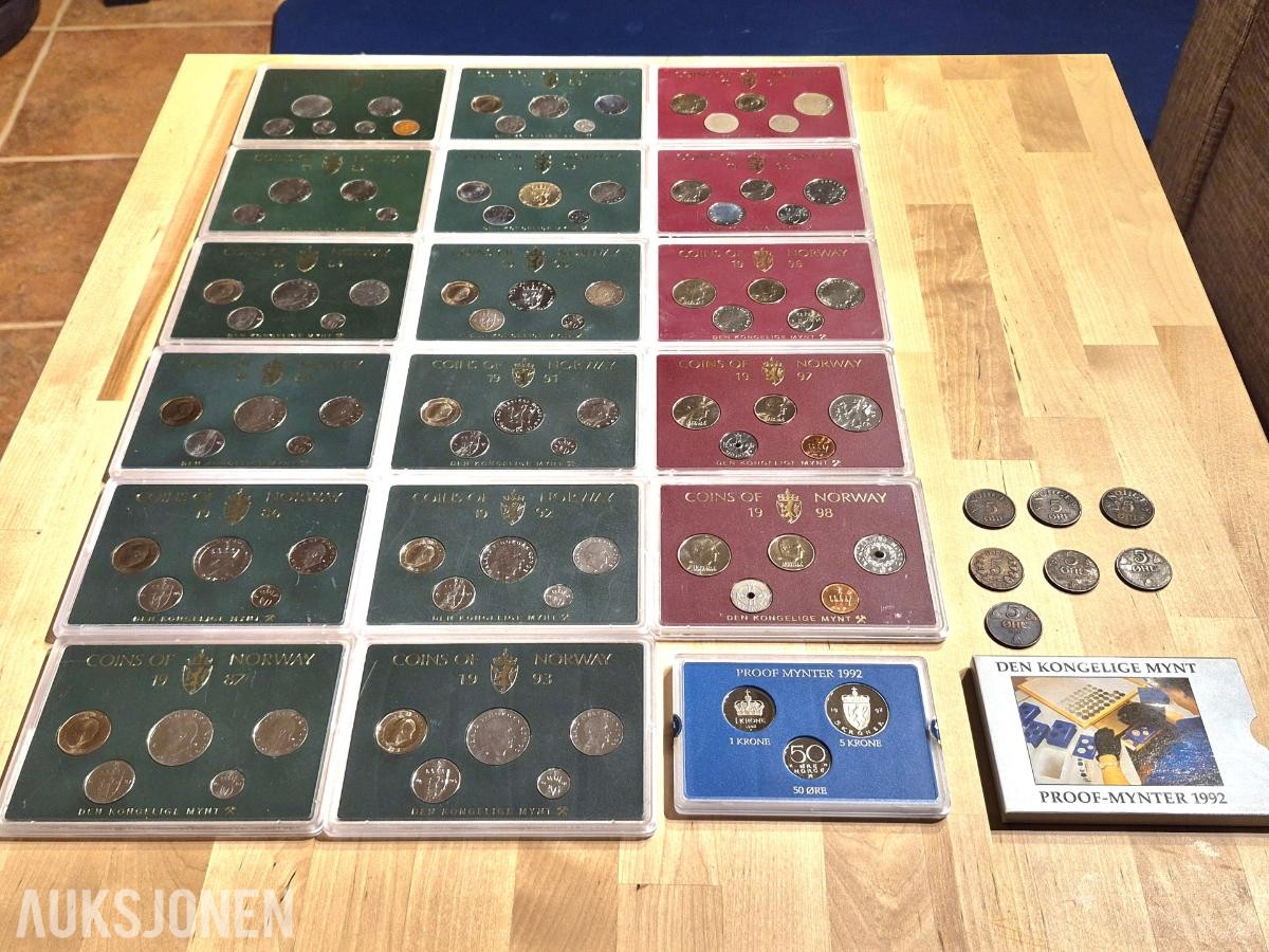 Norges bank-Myntsett samling-Proofcoin 1981-1998, 1878-1956