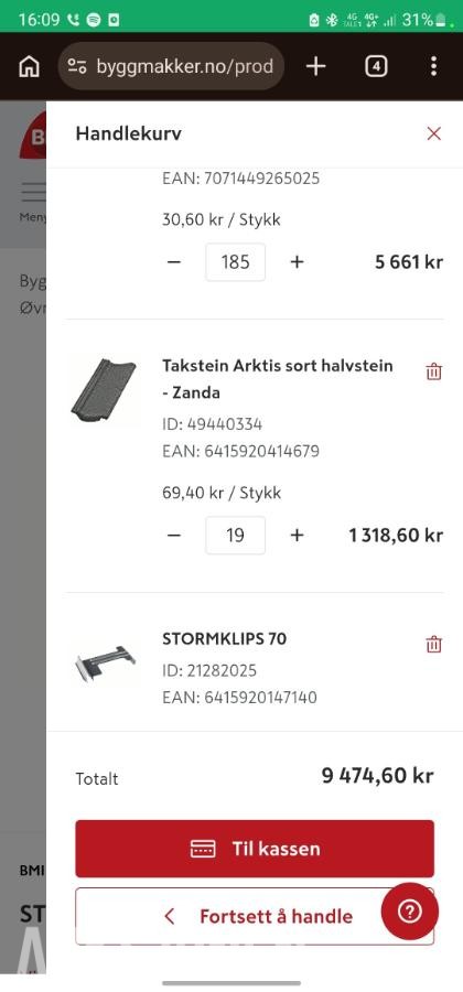 nytt Zanda takstein - en pall