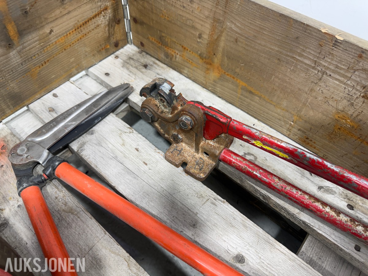 RIDGID trykkprøvepumper, Bahco platesaks og transportvogn