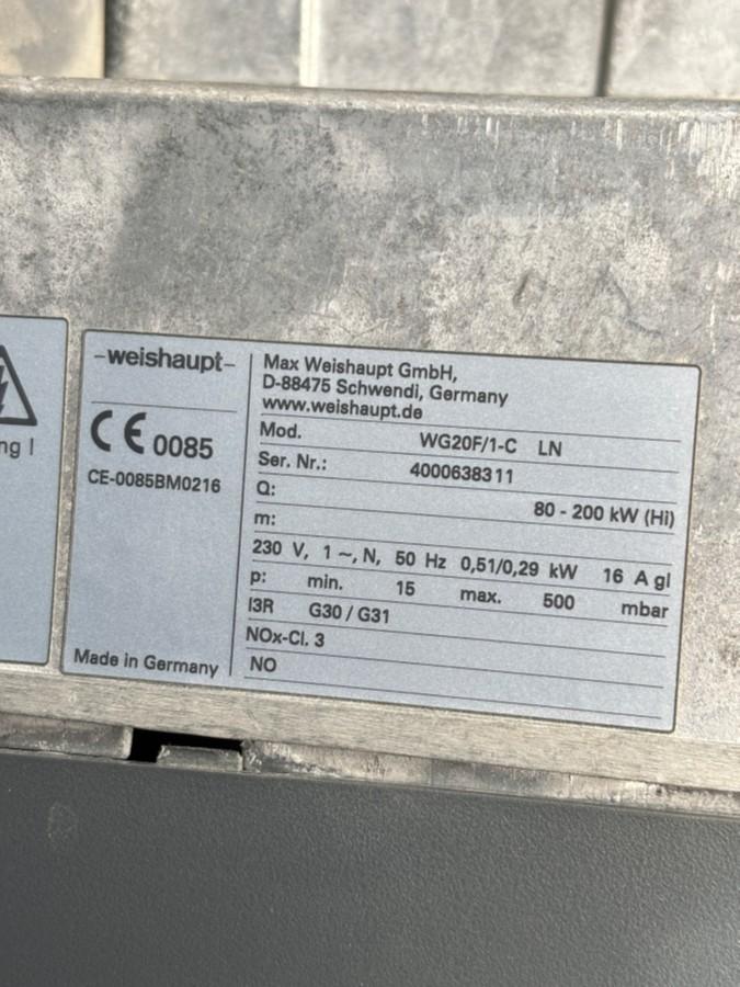 3stk Weishaupt WG20F/1-C LN gassbrenner for propan - 80-200kW