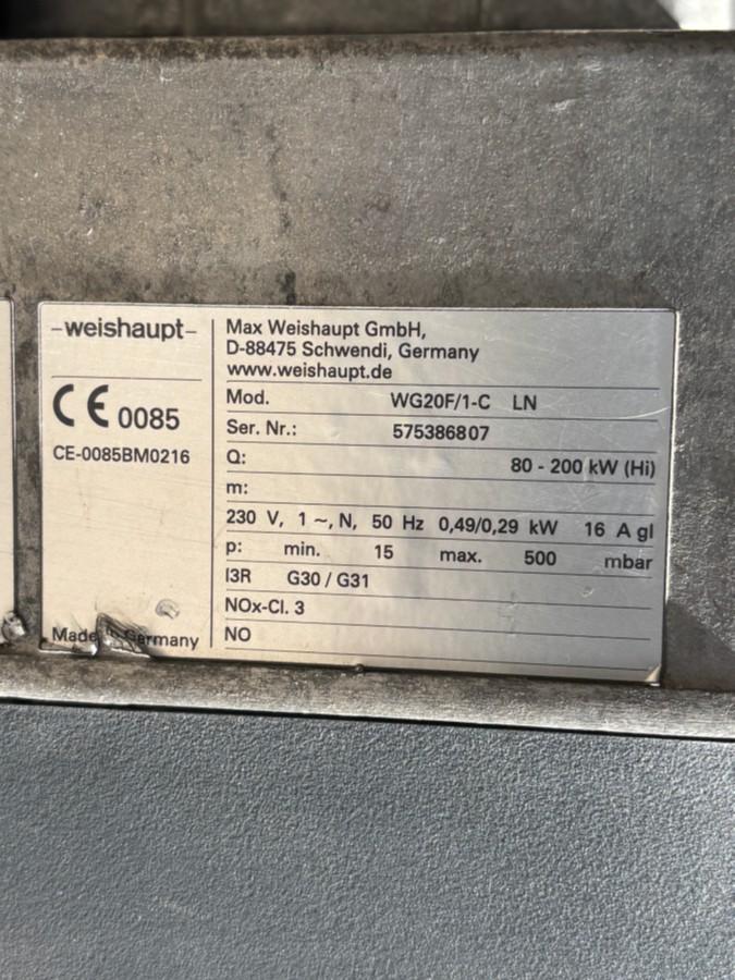3stk Weishaupt WG20F/1-C LN gassbrenner for propan - 80-200kW