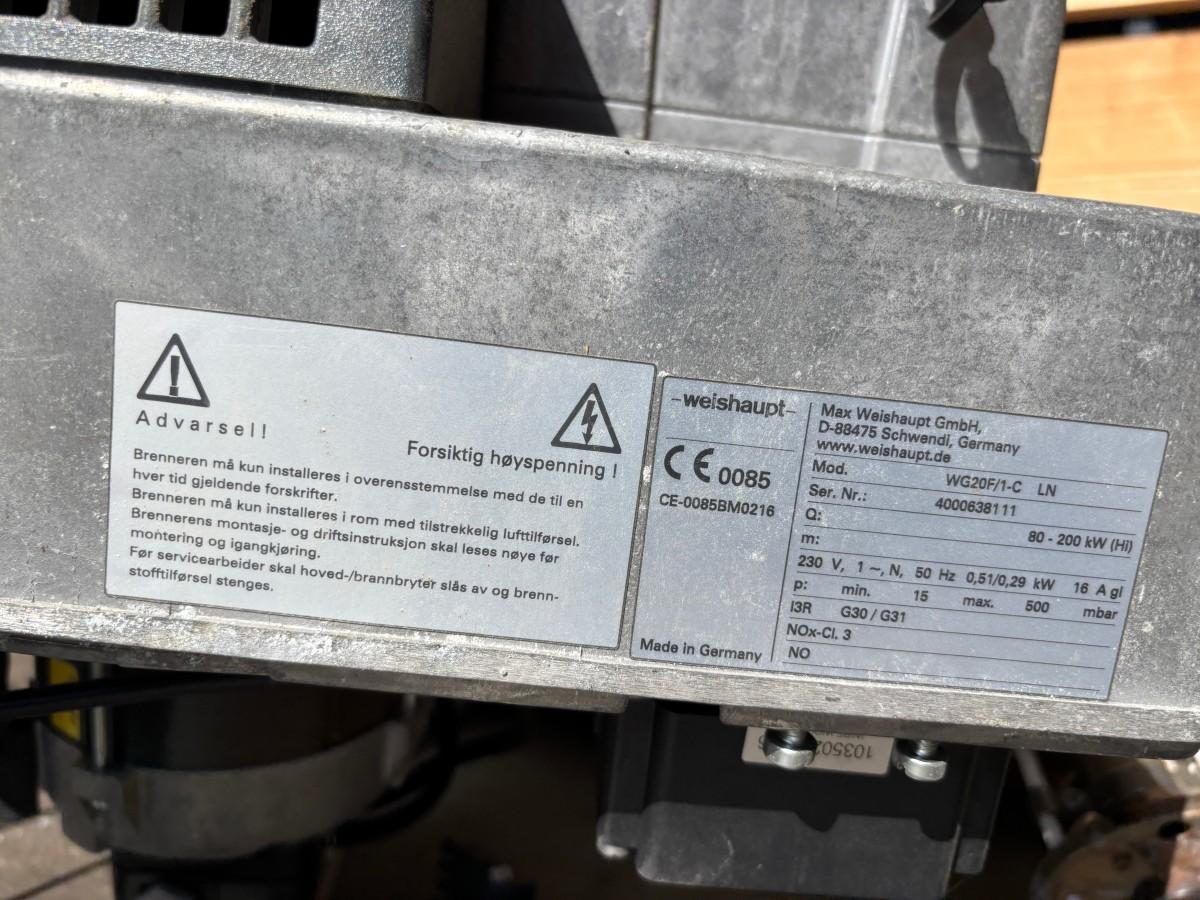 3stk Weishaupt WG20F/1-C LN gassbrenner for propan - 80-200kW