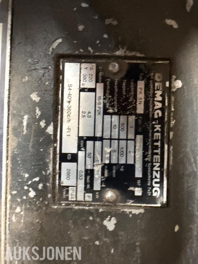 DEMAG elektrisk kjettingtalje 500/1.000 kg