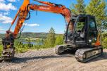 2016 Hitachi ZX85US-5A beltegraver 8 T engcon rotortilt-pusseskuffe-smalskuffe-sentralsmæring