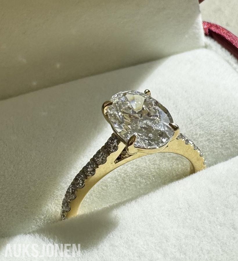 Egendesignet Cathedral style Ring 2,05 Carat Oval Cut Diamantring (D / VVS2) – IGI-Sertifisert