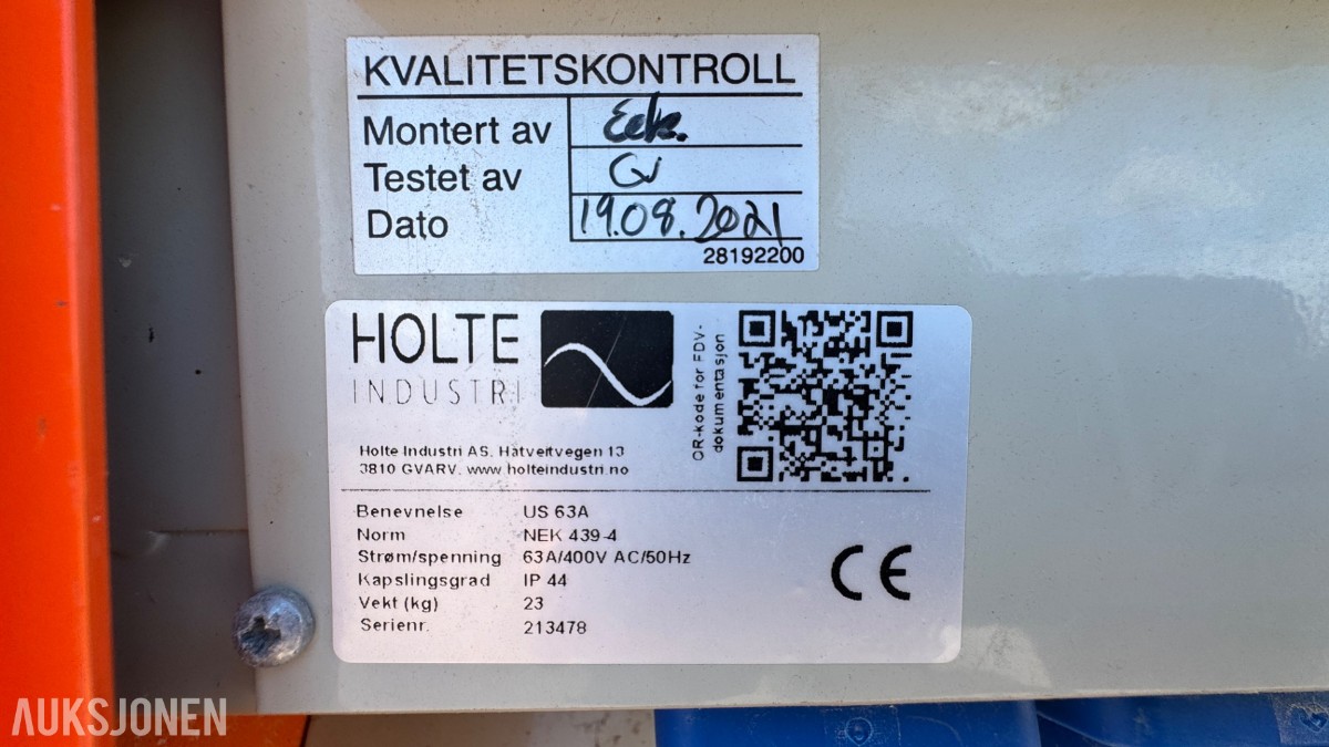 Holte Industri byggestrømsentraler – 63A / 400V - 2 stk