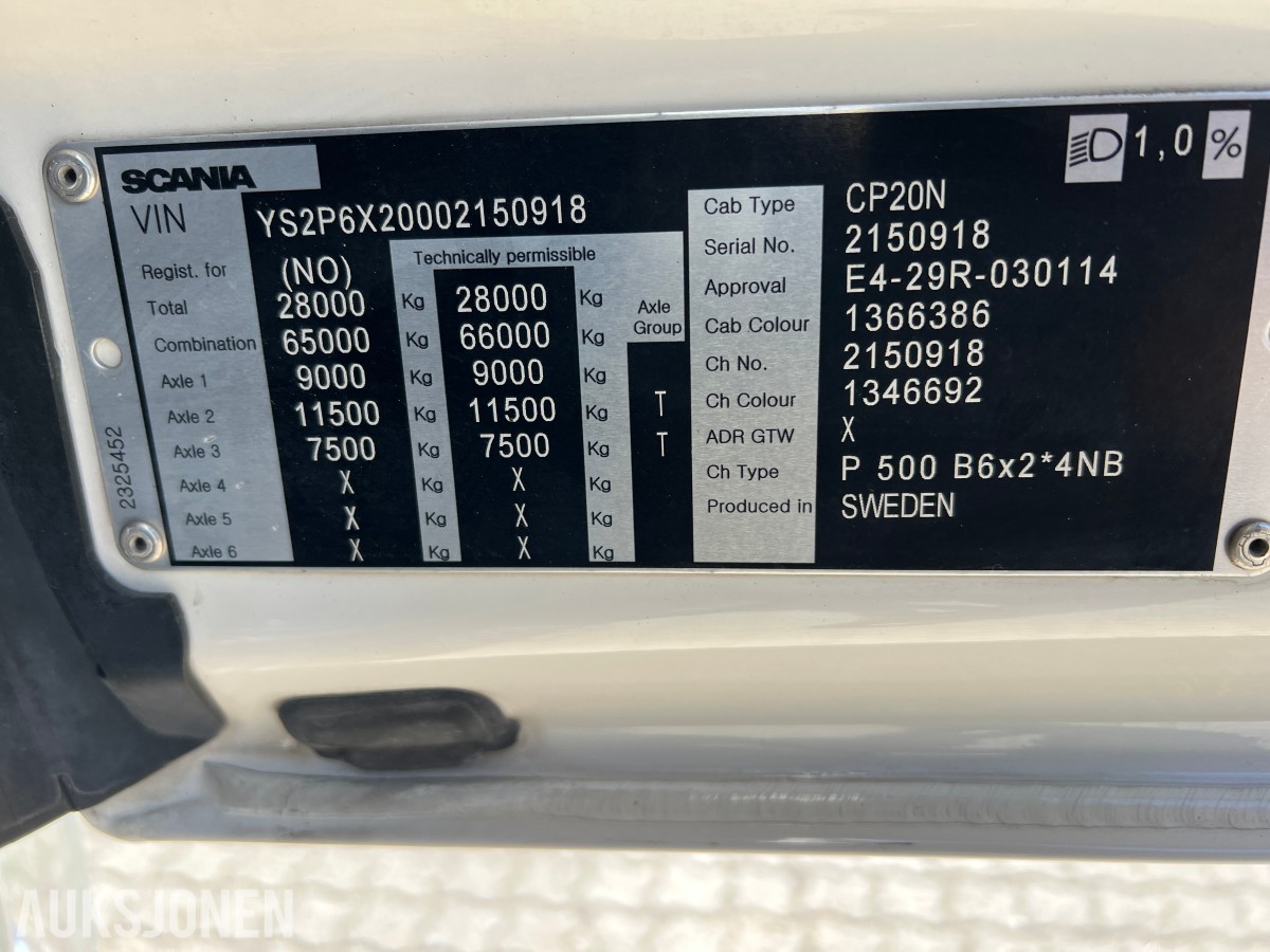 2018 Scania P 500 6x2*4NB vekselflakbil med Zepro bakløfter