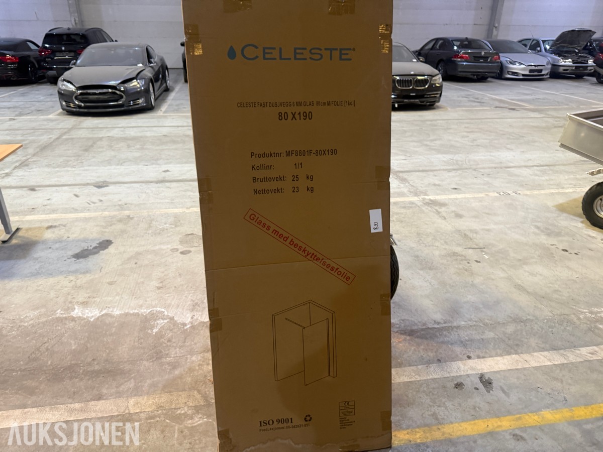 Celeste fast dusjvegg 80x190 cm