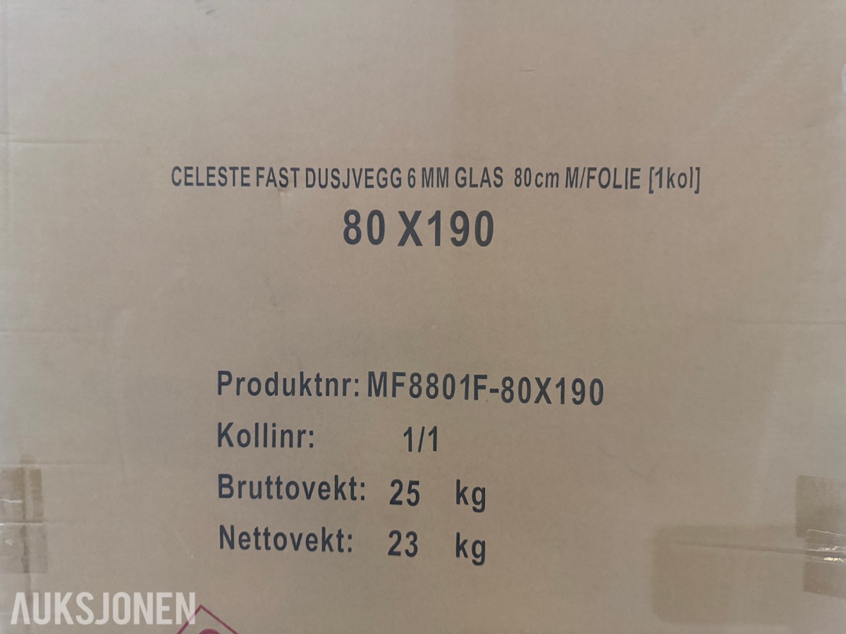 Celeste fast dusjvegg 80x190 cm