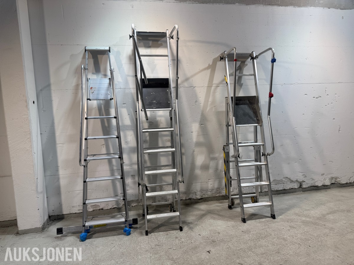 3 stk. Khiment Professional trappestiger og arbeidsplattformer i aluminium