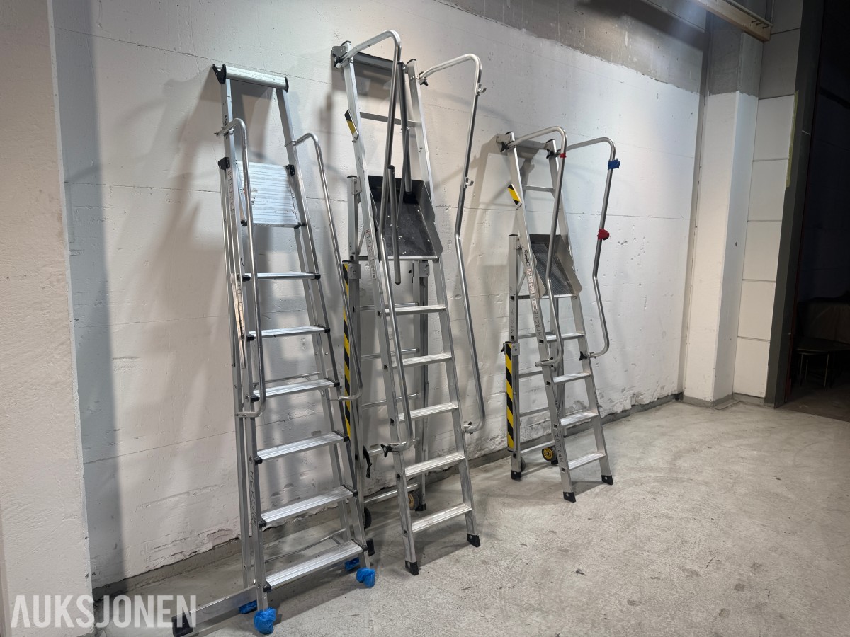 3 stk. Khiment Professional trappestiger og arbeidsplattformer i aluminium