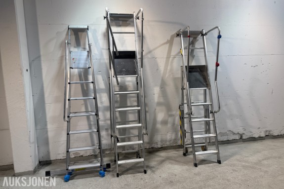 3 stk. Khiment Professional trappestiger og arbeidsplattformer i aluminium