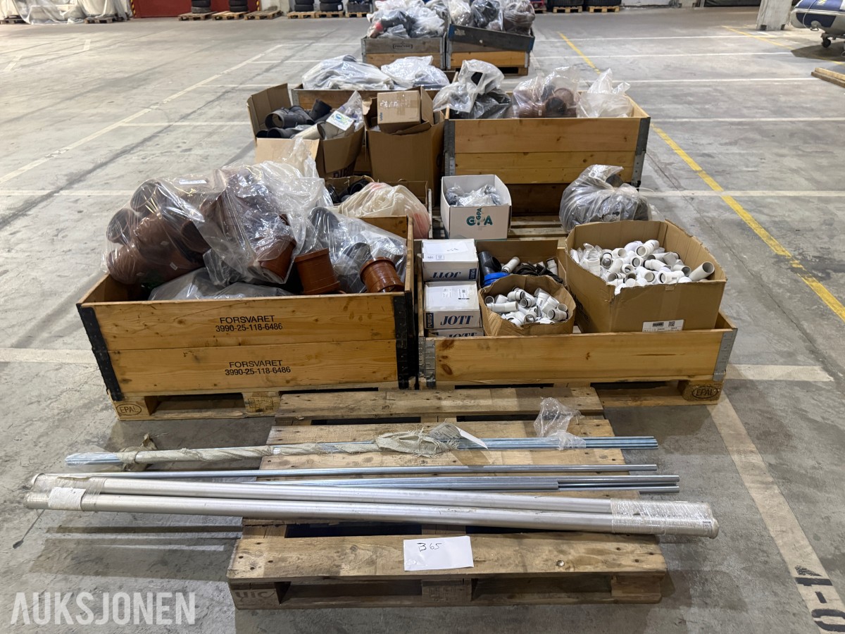 Stort parti rørdeler, koblinger og rørmateriell – AGRU, Pipelife m.m.
