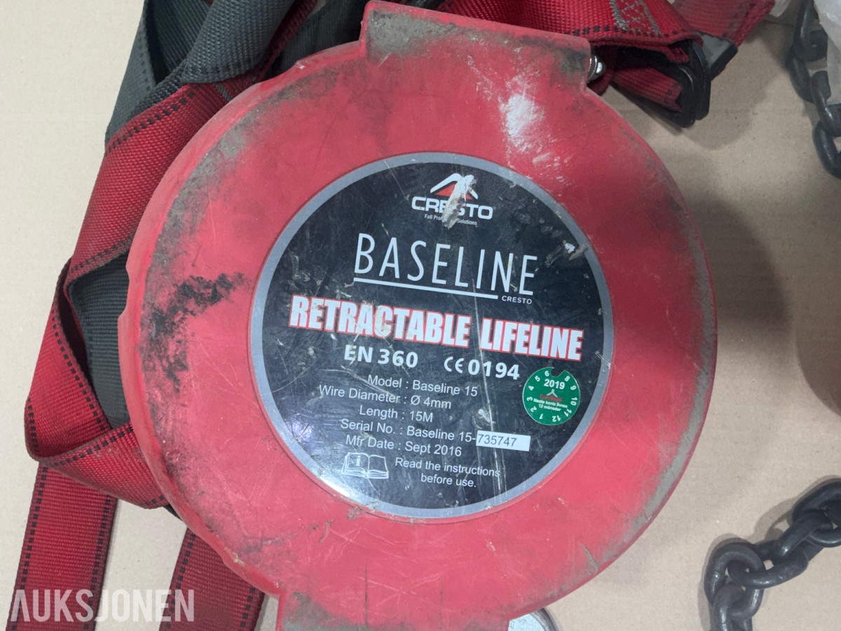 Cresto Baseline 15 fallsikringsblokk og Biltema spaktalje 1500 kg