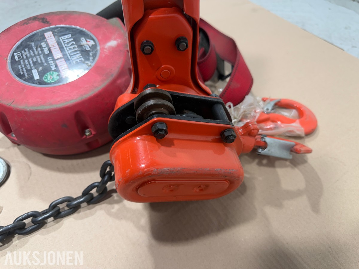 Cresto Baseline 15 fallsikringsblokk og Biltema spaktalje 1500 kg