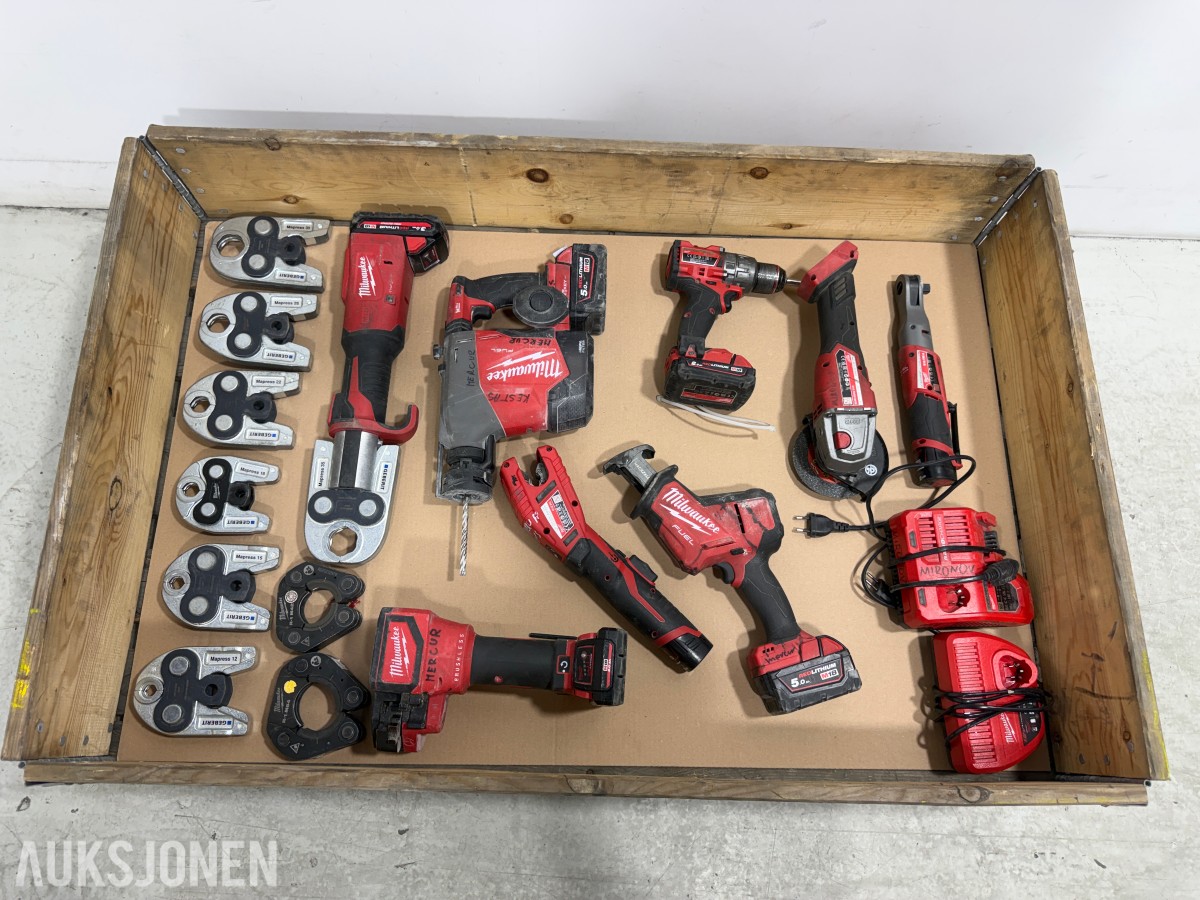 Milwaukee M18/M12 elektroverktøy, pressverktøy og Geberit Mapress pressbakker++