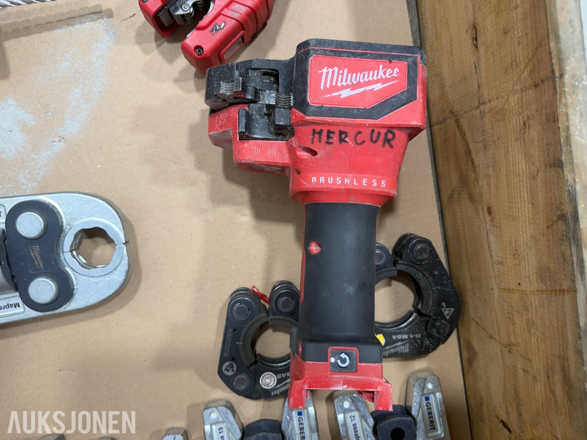 Milwaukee M18/M12 elektroverktøy, pressverktøy og Geberit Mapress pressbakker++