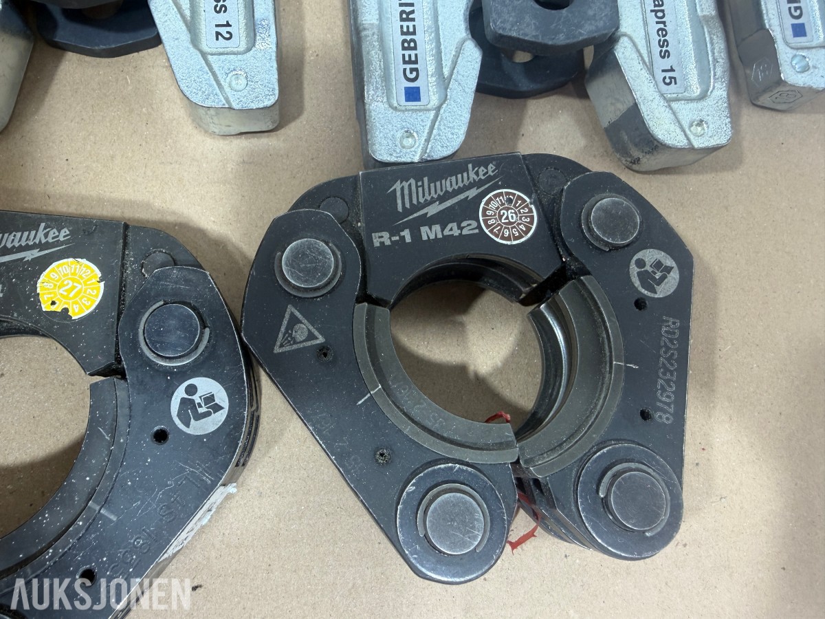 Milwaukee M18/M12 elektroverktøy, pressverktøy og Geberit Mapress pressbakker++