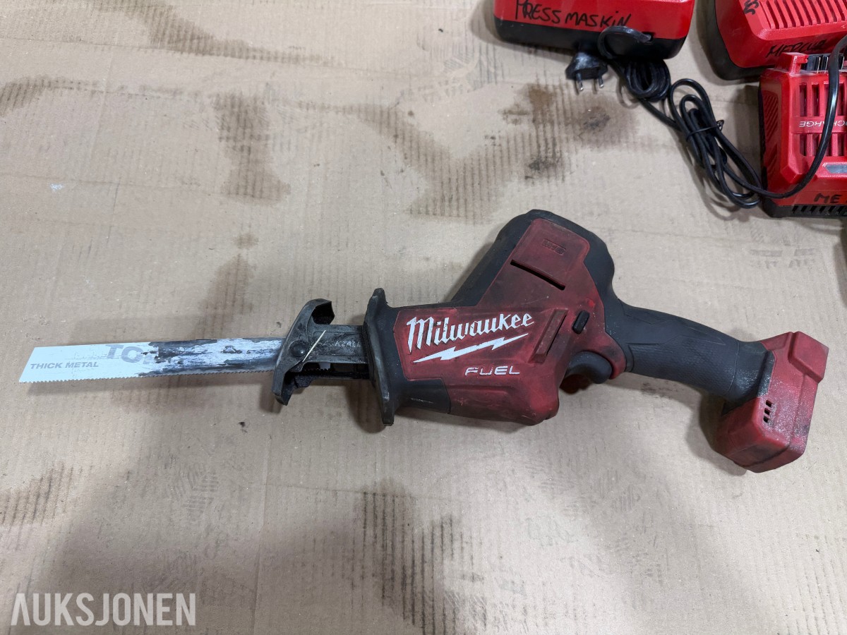 Milwaukee M12/M18 verktøy, batterier, ladere og pressbakker