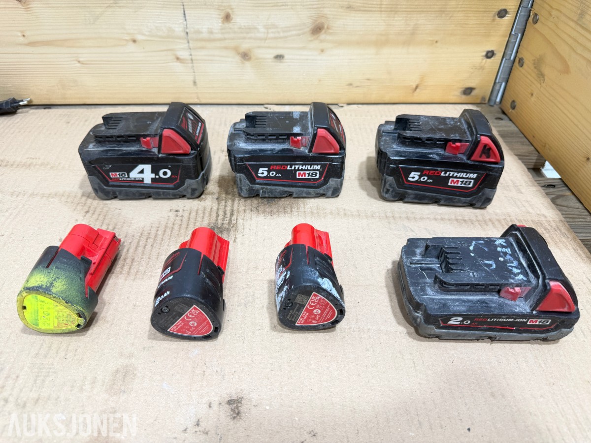 Milwaukee M12/M18 verktøy, batterier, ladere og pressbakker