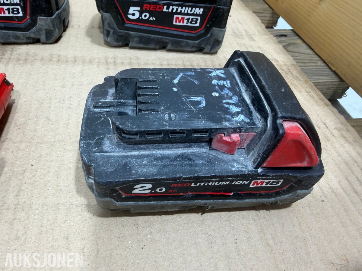 Milwaukee M12/M18 verktøy, batterier, ladere og pressbakker