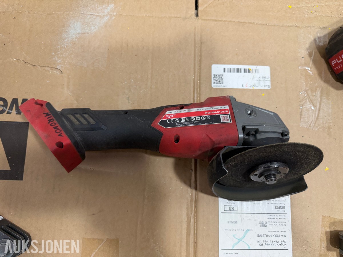 Milwaukee M18/M12 elektroverktøy, pressverktøy, pressbakker, batterier og ladere