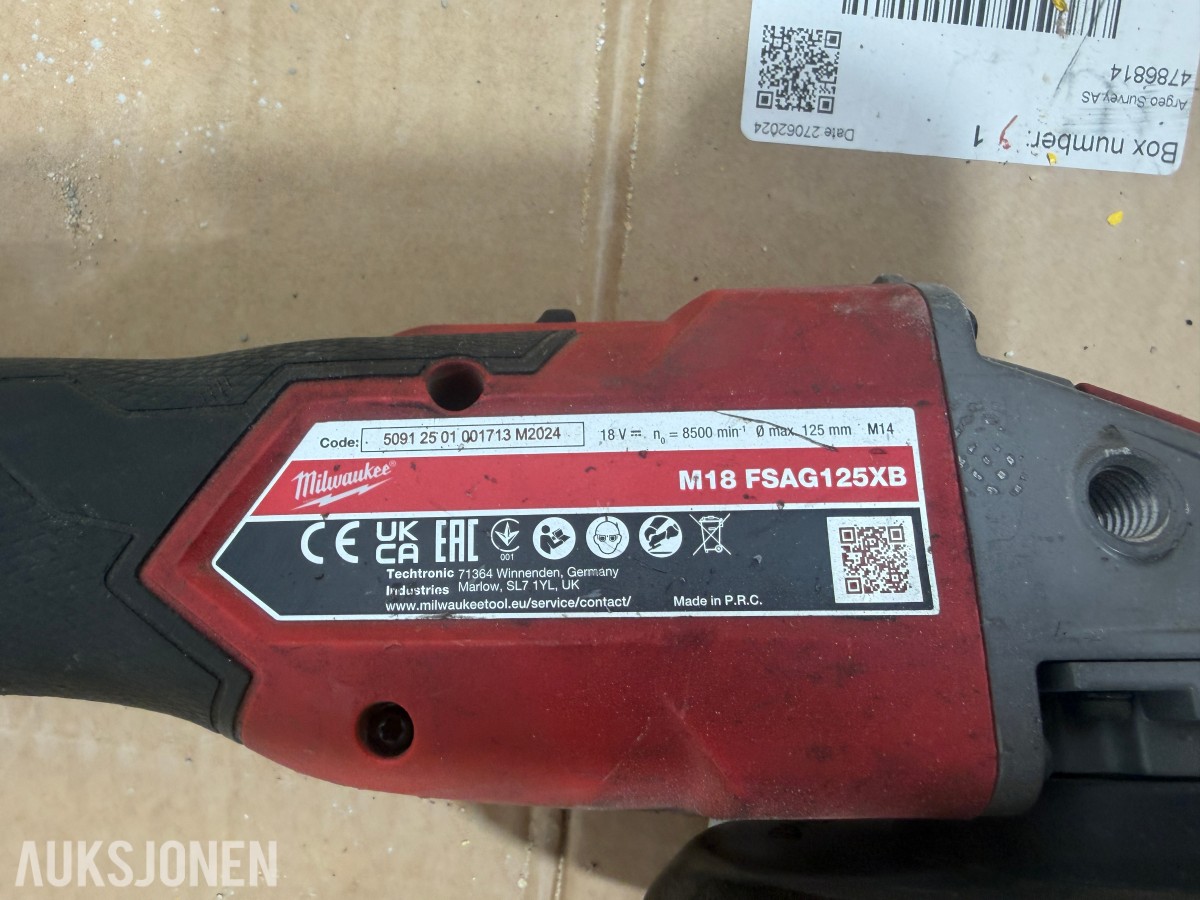 Milwaukee M18/M12 elektroverktøy, pressverktøy, pressbakker, batterier og ladere